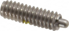 Gibraltar - 1/4-20, 3/4" Thread Length, 1/8" Plunger Projection, Stainless Steel Threaded Spring Plunger - 0.118" Max Plunger Diam, 3/4" Plunger Length, 2 Lb Init End Force, 9 Lb Final End Force, 0.0781" Hex - Americas Industrial Supply