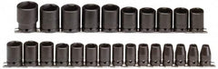 Proto - 25 Piece 1/2" Drive Impact Socket Set - 6 Points, 8mm to 36mm Range, Metric Measurement Standard - Americas Industrial Supply