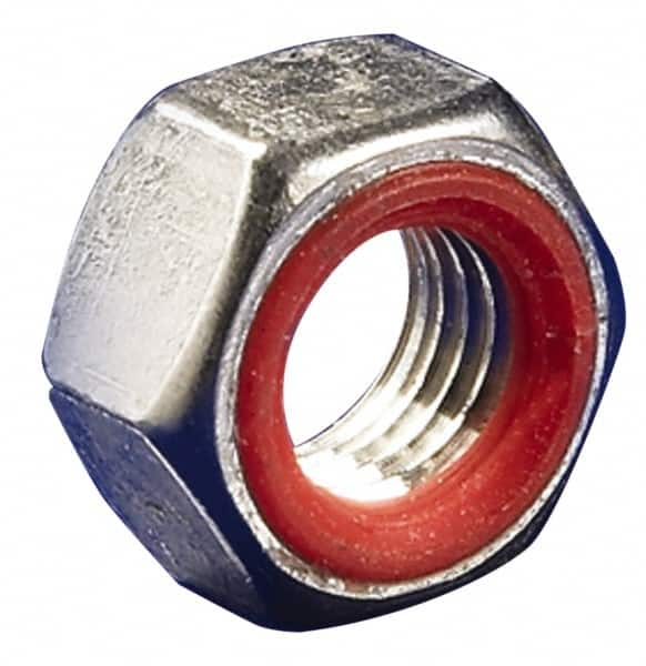 APM HEXSEAL - 3/8-24 Thread, 9/16" Wide x 7/32" High, Brass Self Sealing Hex Jam Nut - Nickel Plated, Silicone O Ring, Right Hand, UNF Thread - Americas Industrial Supply