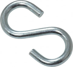 Made in USA - 3/16" Opening, Low Carbon Steel Electrogalvanized S-Hook - 17 Lb Capacity, 3/8" ID, 0.117" Wire, 1-1/4" OAL - Americas Industrial Supply