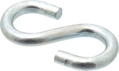 Made in USA - 1/4" Opening, Low Carbon Steel Electrogalvanized S-Hook - 40 Lb Capacity, 1/2" ID, 0.186" Wire, 1-3/4" OAL - Americas Industrial Supply