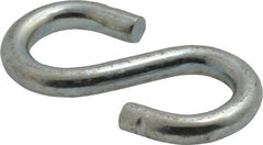 Made in USA - 5/16" Opening, Low Carbon Steel Electrogalvanized S-Hook - 58 Lb Capacity, 5/8" ID, 0.22" Wire, 2-1/8" OAL - Americas Industrial Supply