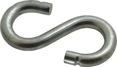 Made in USA - 1/2" Opening, Low Carbon Steel Electrogalvanized S-Hook - 170 Lb Capacity, 1" ID, 3/8" Wire, 3-1/2" OAL - Americas Industrial Supply