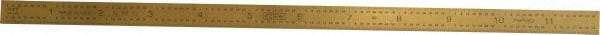 Fowler - 12" Long, 1/64, 1/32, 1/16, 1/8" Graduation, Flexible Steel Rule - 4R Graduation Style, 1" Wide, Yellow, Titanium Finish - Americas Industrial Supply