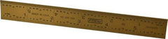 Fowler - 6" Long, 1/64, 1/32, 1/16, 1/8" Graduation, Rigid Steel Rule - 4R Graduation Style, 3/4" Wide, Yellow, Titanium Finish - Americas Industrial Supply