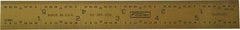 Fowler - 6" Long, 1/64, 1/32" and 0.5, 1mm Graduation, Rigid Steel Rule - English/Metric Graduation Style, 1/2" Wide, Yellow, Titanium Finish - Americas Industrial Supply