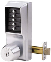 Kaba Access - 1-3/8 to 2-1/4" Door Thickness, Satin Chrome Pushbutton Knob Lockset - 2-3/4" Back Set - Americas Industrial Supply