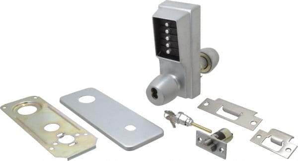 Kaba Access - 1-3/8 to 2-1/4" Door Thickness, Satin Chrome Pushbutton Knob Lockset - 2-3/4" Back Set, 6 or 7 Pin Length Best & Compatible (Core Not Included) Cylinder - Americas Industrial Supply