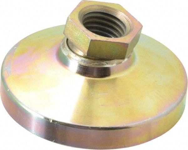 Gibraltar - 3357 kg Capacity, M20 Thread, 38mm OAL, Steel Stud, Tapped Pivotal Socket Mount Leveling Pad - 76mm Base Diam, Steel Pad, 27mm Hex - Americas Industrial Supply