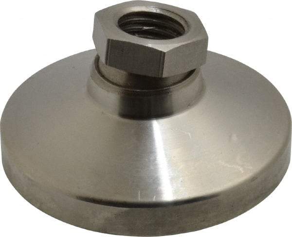 Gibraltar - 2721 kg Capacity, M16 Thread, 31.7mm OAL, Steel Stud, Tapped Pivotal Socket Mount Leveling Pad - 63.5mm Base Diam, Stainless Steel Pad, 22mm Hex - Americas Industrial Supply