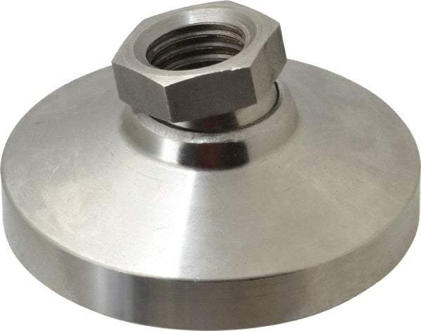Gibraltar - 3357 kg Capacity, M20 Thread, 38mm OAL, Steel Stud, Tapped Pivotal Socket Mount Leveling Pad - 76mm Base Diam, Stainless Steel Pad, 27mm Hex - Americas Industrial Supply