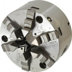 Buck Chuck Company - 6 Jaws, 5" Diam, Self Centering Manual Lathe Chuck - Front Mount, Adjustable, 4,125 Max RPM, 1.28" Through Hole Diam, Forged Steel - Americas Industrial Supply