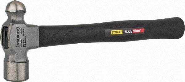 Stanley - 1 Lb Head High Carbon Steel Ball Pein Hammer - Hickory Handle, 14" OAL - Americas Industrial Supply