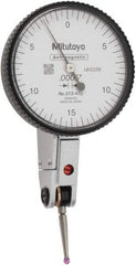 Mitutoyo - 0.03 Inch Range, 0.0005 Inch Dial Graduation, Horizontal Dial Test Indicator - 1.54 Inch White Dial, 0-15-0 Dial Reading, Accurate to 0.0005 Inch - Americas Industrial Supply
