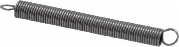 Made in USA - 1/8" OD, 1.73 Lb Max Load, 2.54" Max Ext Len, 0.016" Wire Diam Spring - 1.1 Lb/In Rating, 0.21 Lb Init Tension, 1-1/4" Free Length - Americas Industrial Supply