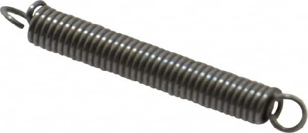 Made in USA - 1/8" OD, 3.17 Lb Max Load, 1.49" Max Ext Len, 0.02" Wire Diam Spring - 5.44 Lb/In Rating, 0.57 Lb Init Tension, 1" Free Length - Americas Industrial Supply