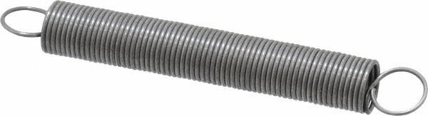 Made in USA - 3/8" OD, 5.23 Lb Max Load, 8.32" Max Ext Len, 0.035" Wire Diam Spring - 0.86 Lb/In Rating, 0.62 Lb Init Tension, 3" Free Length - Americas Industrial Supply