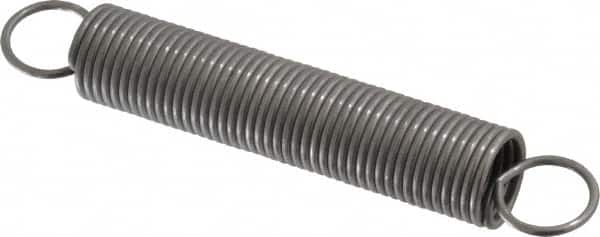 Made in USA - 5/8" OD, 15.96 Lb Max Load, 8.9" Max Ext Len, 0.062" Wire Diam Spring - 2.74 Lb/In Rating, 2.5 Lb Init Tension, 4" Free Length - Americas Industrial Supply
