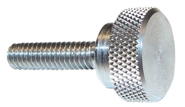 #6-32 Knurled Shoulder Grade 303 Stainless Steel Thumb Screw 3/4″ OAL, 3/8″ Head Diam x 3/16″ Head Height