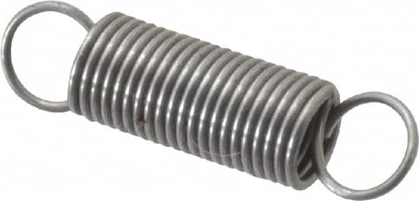 Made in USA - 3/16" OD, 2.16 Lb Max Load, 1.43" Max Ext Len, 0.02" Wire Diam Spring - 2.28 Lb/In Rating, 0.27 Lb Init Tension, 3/4" Free Length - Americas Industrial Supply
