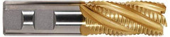 Hertel - 1-1/8" Diam, Fine Pitch, 3-1/2" LOC, 6 Flute Cobalt Roughing Square End Mill - TiN Finish, 6" OAL, 1" Shank Diam, Single End, 30° Helix - Americas Industrial Supply
