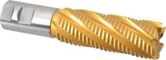 Hertel - 1-1/2" Diam, Coarse Pitch, 4" LOC, 6 Flute Cobalt Roughing Square End Mill - TiN Finish, 6-1/2" OAL, 1-1/4" Shank Diam, Single End, 30° Helix - Americas Industrial Supply