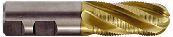 Hertel - 1" Diam, Fine Pitch, 2" LOC, 5 Flute Cobalt Roughing Ball End Mill - TiN Finish, 4-1/2" OAL, 1" Shank Diam, Single End, Centercutting, 30° Helix - Americas Industrial Supply