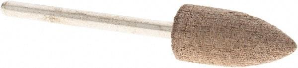 Grier Abrasives - 3/8" Head Diam x 3/4" Thickness, B52, Pointed End, Aluminum Oxide Mounted Point - Tan, Fine Grade, 120 Grit, 45,370 RPM - Americas Industrial Supply