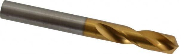 Guhring - 0.348" 130° Parabolic Flute Cobalt Screw Machine Drill Bit - TiN Finish, Right Hand Cut, 40mm Flute Length, 84mm OAL, Standard Point, Straight Shank - Americas Industrial Supply