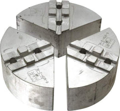 H & R Manufacturing - 6" Chuck Capacity, Tongue & Groove Attachment, Round Soft Lathe Chuck Jaw - 3 Jaws, Aluminum, 1-1/2" Btw Mount Hole Ctrs, 3" Long x 6" Wide x 2" High, 5/16" Groove - Americas Industrial Supply