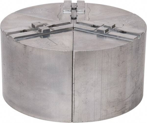 H & R Manufacturing - 8" Chuck Capacity, Tongue & Groove Attachment, Round Soft Lathe Chuck Jaw - 3 Jaws, Aluminum, 1-3/4" Btw Mount Hole Ctrs, 4" Long x 8" Wide x 4" High, 5/16" Groove - Americas Industrial Supply