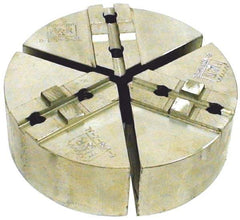 H & R Manufacturing - 10" Chuck Capacity, Tongue & Groove Attachment, Round Soft Lathe Chuck Jaw - 3 Jaws, Aluminum, 2-1/8" Btw Mount Hole Ctrs, 5" Long x 10" Wide x 2" High, 1/2" Groove - Americas Industrial Supply