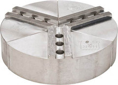 H & R Manufacturing - 8" Chuck Capacity, 1.5mm x 60° Serrated Attachment, Round Soft Lathe Chuck Jaw - 3 Jaws, Aluminum, 1" Btw Mount Hole Ctrs, 4" Long x 8" Wide x 2" High, 0.551" Groove, 12mm Fastener - Americas Industrial Supply