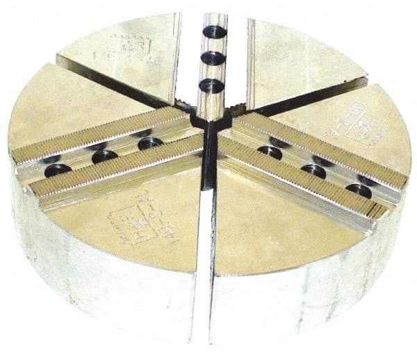 H & R Manufacturing - 12" Chuck Capacity, 1.5mm x 60° Serrated Attachment, Round Soft Lathe Chuck Jaw - 3 Jaws, Aluminum, 1.181" Btw Mount Hole Ctrs, 6" Long x 12" Wide x 4" High, 0.827" Groove, 16mm Fastener - Americas Industrial Supply