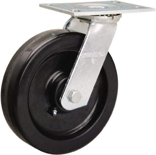 Hamilton - 8" Diam x 2" Wide x 9-1/2" OAH Top Plate Mount Swivel Caster - Phenolic, 900 Lb Capacity, Straight Roller Bearing, 4-1/2 x 6-1/4" Plate - Americas Industrial Supply