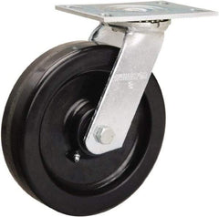 Hamilton - 8" Diam x 2" Wide x 9-1/2" OAH Top Plate Mount Swivel Caster - Phenolic, 900 Lb Capacity, Straight Roller Bearing, 4-1/2 x 6-1/4" Plate - Americas Industrial Supply