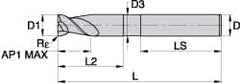 Kennametal - 0.984", 2 Flute, Single End, Solid Carbide, 0.5mm Corner Radius End Mill - 135mm OAL, 45° Helix, Right Hand Flute, 37.5mm LOC, Right Hand Cut, - Americas Industrial Supply