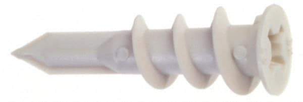 Buildex - #6 Screw, 3/8" Diam, 1-5/16" Long, 3/8 to 3/4" Thick, Self Drilling Drywall & Hollow Wall Anchor - Nylon, Grade 6/6, Use in Drywall - Americas Industrial Supply