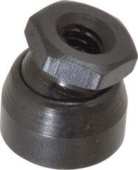 TE-CO - 1/4-20, 5/8" Pad Diam, Uncoated Bottom, Steel Toggle Pad - 13/32 Depth, 5/8" OAL, 1/2" Width Across Flats, Black Oxide Coated, Grade 12L14, 10° Swivel Angle - Americas Industrial Supply