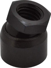 TE-CO - 1/2-13, 7/8" Pad Diam, Uncoated Bottom, Steel Toggle Pad - 17/32 Depth, 1" OAL, 3/4" Width Across Flats, Black Oxide Coated, Grade 12L14, 10° Swivel Angle - Americas Industrial Supply