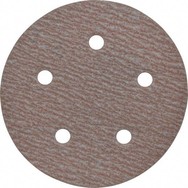 Norton - 5" Diam, 180 Grit, Aluminum Oxide Hook & Loop Disc - Very Fine Grade, Coated, B Weight Paper Backing, Series A275 - Americas Industrial Supply