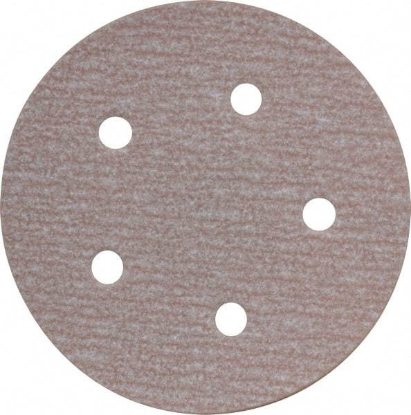 Norton - 5" Diam, 220 Grit, Aluminum Oxide Hook & Loop Disc - Very Fine Grade, Coated, B Weight Paper Backing, Series A275 - Americas Industrial Supply