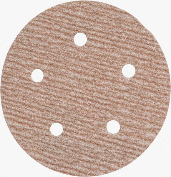 Norton - 5" Diam, 240 Grit, Aluminum Oxide Hook & Loop Disc - Very Fine Grade, Coated, B Weight Paper Backing, Series A275 - Americas Industrial Supply