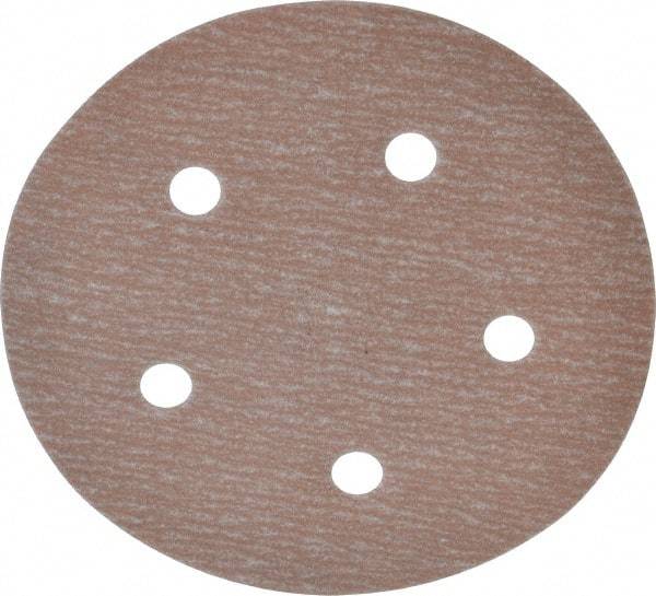 Norton - 5" Diam, 320 Grit, Aluminum Oxide Hook & Loop Disc - Extra Fine Grade, Coated, B Weight Paper Backing, Series A275 - Americas Industrial Supply