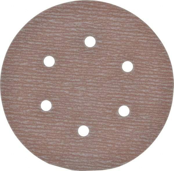 Norton - 6" Diam, 320 Grit, Aluminum Oxide Hook & Loop Disc - Extra Fine Grade, Coated, B Weight Paper Backing, Series A275 - Americas Industrial Supply