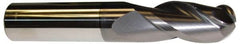 ProMax - 5/16" Diam, 3/4" LOC, 3 Flute Solid Carbide Ball End Mill - AlTiN Finish, Single End, 2-1/2" OAL, 5/16" Shank Diam, Spiral Flute - Americas Industrial Supply