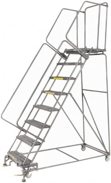 Ballymore - 113" 8 Step Ladder - 450 Lb Capacity, 80" Platform Height, 24" Base Width x 68" Depth, Heavy-Duty Serrated Grating - Americas Industrial Supply