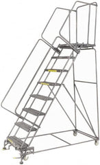 Steel Rolling Ladder: 8 Step Perforated Tread