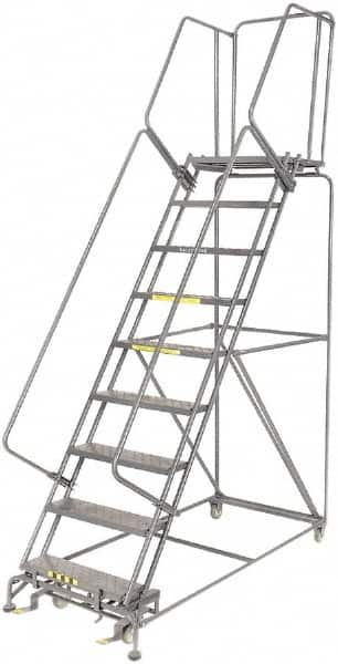 Ballymore - 123" 9 Step Ladder - 450 Lb Capacity, 90" Platform Height, 32" Base Width x 75" Depth, Heavy-Duty Serrated Grating - Americas Industrial Supply