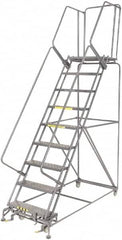 Ballymore - 123" 9 Step Ladder - 450 Lb Capacity, 90" Platform Height, 32" Base Width x 75" Depth, Heavy-Duty Serrated Grating - Americas Industrial Supply